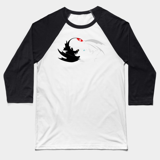 Toothless and Light Fury - How to train your dragon Baseball T-Shirt by khoipham